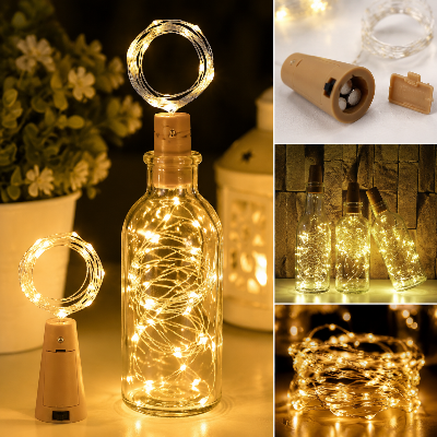 Picture of Bottle Cork LED Fairy String Lights – Warm Golden Copper Wire Starry Lights for DIY Glass Bottle Decoration, Wedding, Party, Bedroom & Home Decor Gold