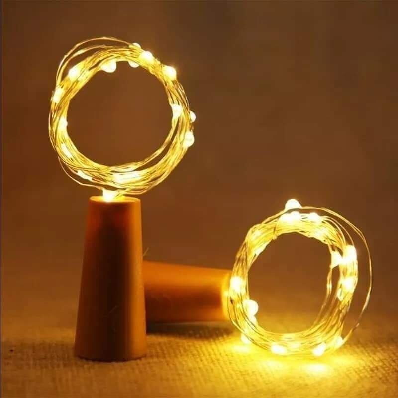 Picture of Bottle Cork LED Fairy String Lights – Warm Golden Copper Wire Starry Lights for DIY Glass Bottle Decoration, Wedding, Party, Bedroom & Home Decor Gold