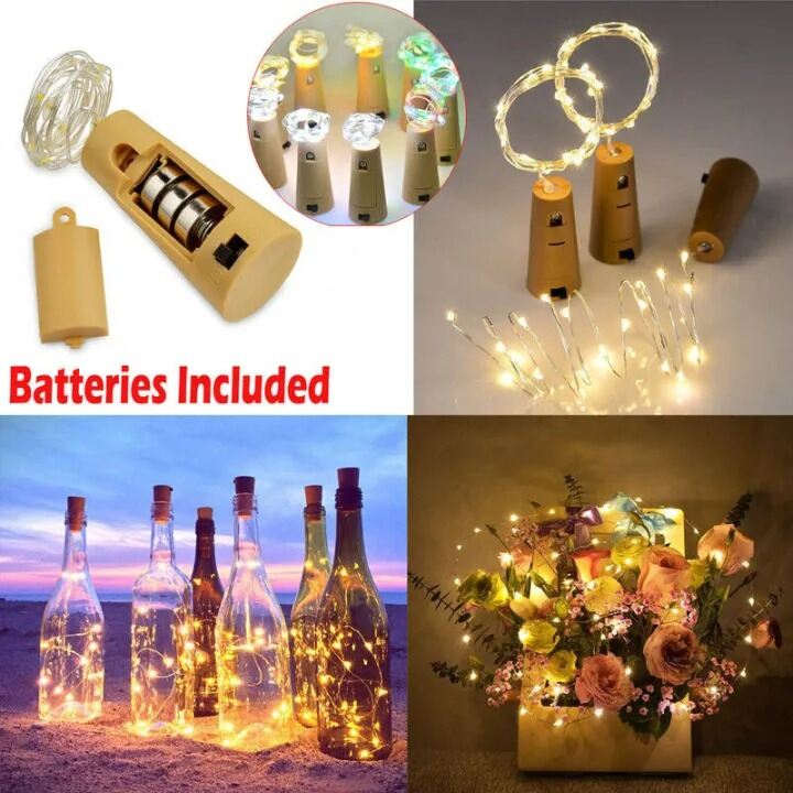Picture of Bottle Cork LED Fairy String Lights – Warm Golden Copper Wire Starry Lights for DIY Glass Bottle Decoration, Wedding, Party, Bedroom & Home Decor Gold