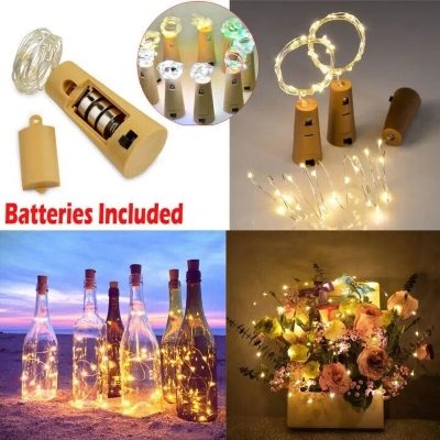 Picture of Bottle Cork LED Fairy String Lights – Warm Golden Copper Wire Starry Lights for DIY Glass Bottle Decoration, Wedding, Party, Bedroom & Home Decor Gold