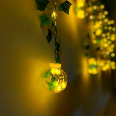 Picture of Wish Ball Leaf Curtain Light Decorative LED String Lights with Green Leaves – 16 Feet Fairy Light for Bedroom Living Room Wedding Party Home Decoration Gold