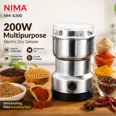 Picture of Nima NM-8300 200W Multipurpose Electric Dry Grinder – Stainless Steel Coffee Bean Spice Nut Seed Grinder Machine for Home Kitchen Daily Use, Multicolor