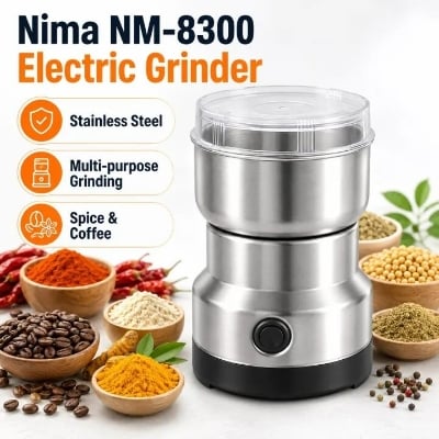 Picture of Nima NM-8300 200W Multipurpose Electric Dry Grinder – Stainless Steel Coffee Bean Spice Nut Seed Grinder Machine for Home Kitchen Daily Use, Multicolor
