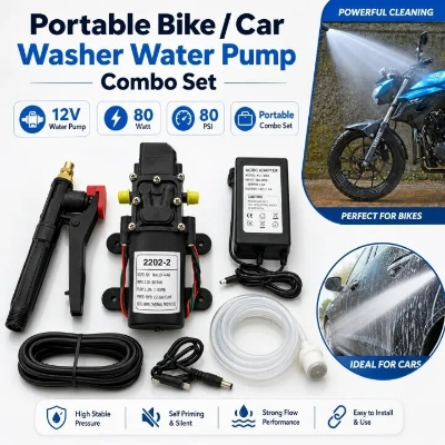 Picture of Portable Bike Car Washer Water Pump Combo Set – High Pressure Spray Gun Hose Pipe Cleaning Kit for Car Bike Garden Washing & Home Multipurpose Use 