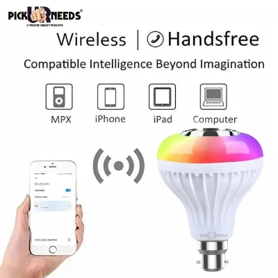 Picture of Smart LED Remote Control Bluetooth Speaker Music Bulb – RGB Color Changing LED Light Bulb with Wireless Bluetooth Speaker Remote Control AC 220V for Party Room Home Decoration Multicolor
