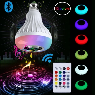 Picture of Smart LED Remote Control Bluetooth Speaker Music Bulb – RGB Color Changing LED Light Bulb with Wireless Bluetooth Speaker Remote Control AC 220V for Party Room Home Decoration Multicolor