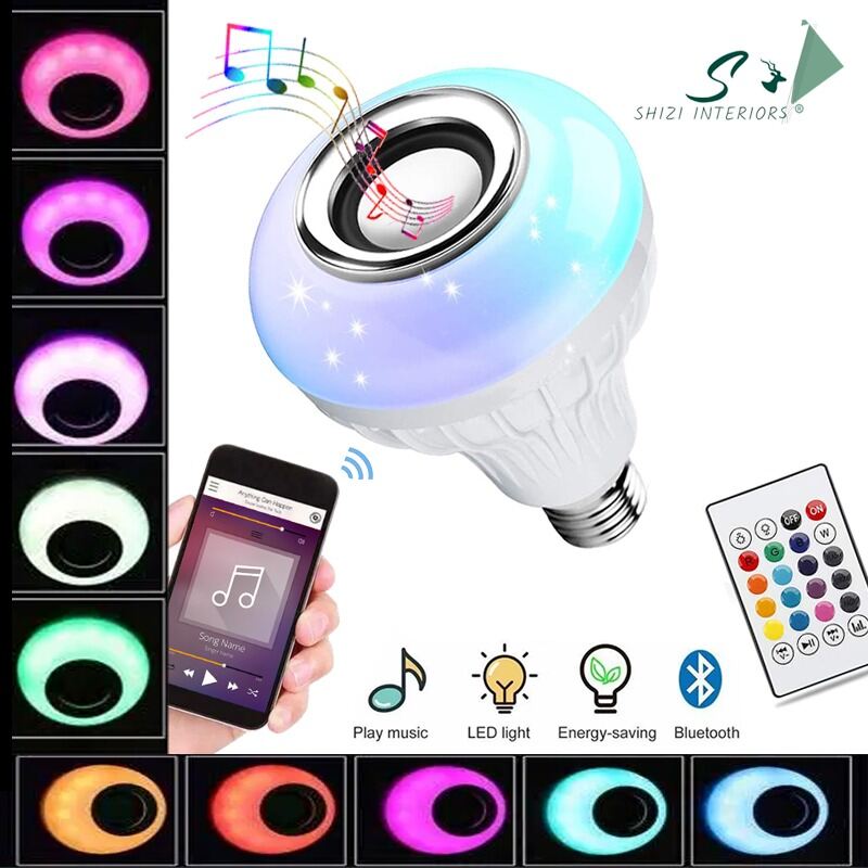 Picture of Smart LED Remote Control Bluetooth Speaker Music Bulb – RGB Color Changing LED Light Bulb with Wireless Bluetooth Speaker Remote Control AC 220V for Party Room Home Decoration Multicolor