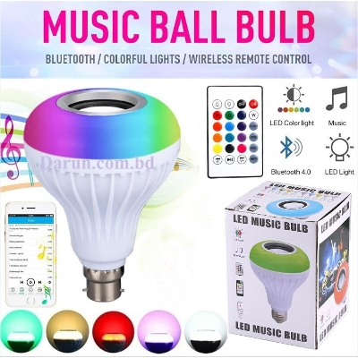 Picture of Smart LED Remote Control Bluetooth Speaker Music Bulb – RGB Color Changing LED Light Bulb with Wireless Bluetooth Speaker Remote Control AC 220V for Party Room Home Decoration Multicolor