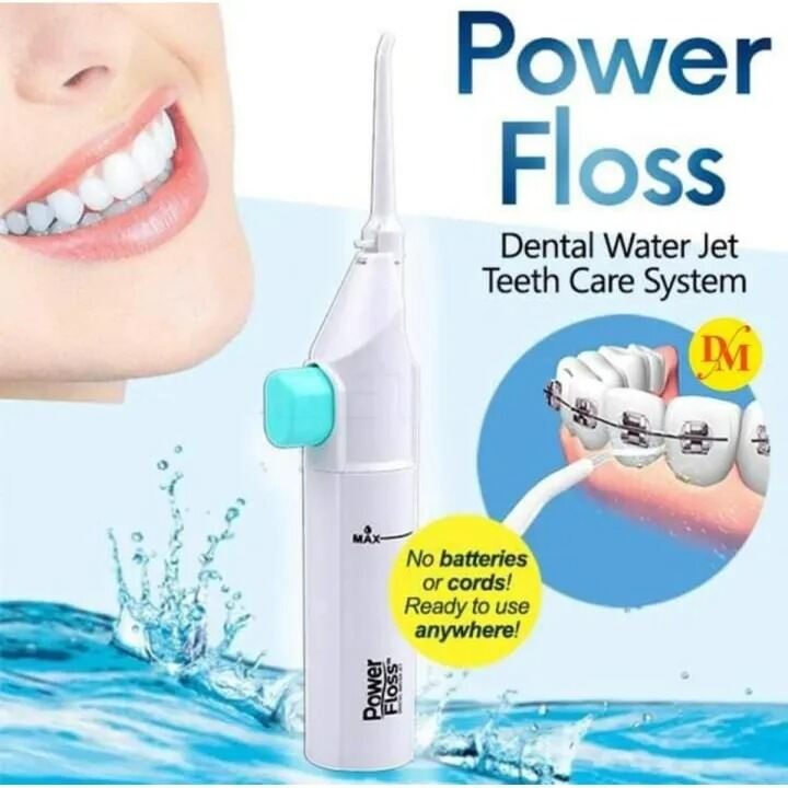 Picture of Portable Power Floss Dental Water Jet Cordless Teeth Cleaner Kit – Oral Irrigator for Deep Cleaning Gum Care Plaque Removal Home Travel Dental Care Device White