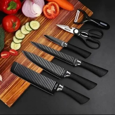 Picture of Kitchen Tools Zepter 6 Pcs Set Non-Stick Coating Stainless Steel Cooking Spoon Spatula Ladle Turner Kitchen Utensils Set for Home Restaurant Hotel Daily Cooking Use Black
