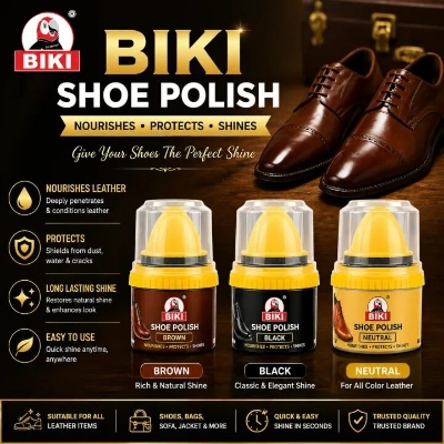 Picture of Biki Natural Liquid Shoe Polish 75ml – Instant Shine Leather Shoe Care Solution for Quick Cleaning, Gloss Enhancement & Daily Protection Multicolor