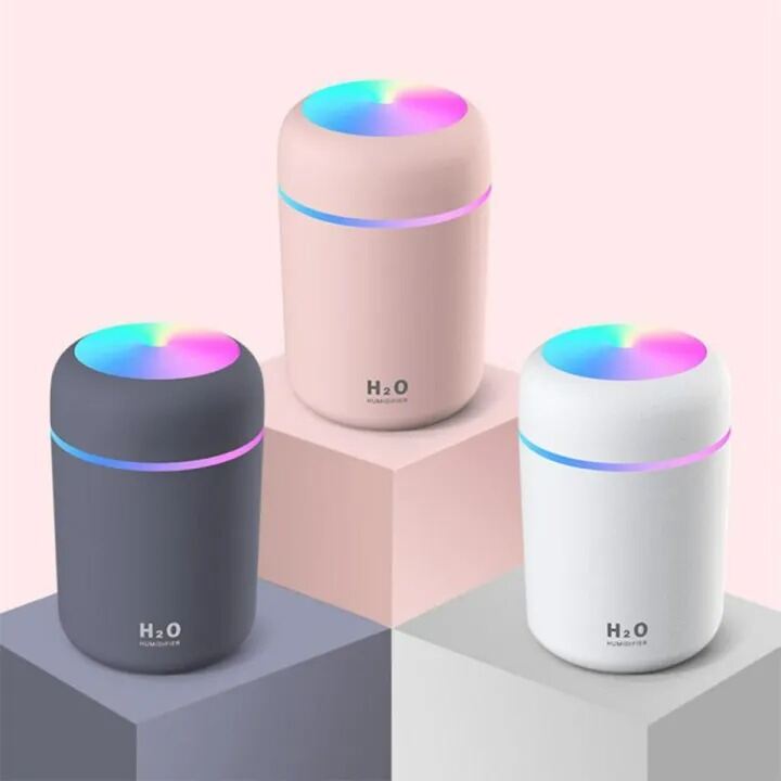 Picture of USB Colorful Mini Portable Humidifier 300ml – Desktop Air Moisturizer with LED Lights for Car Home Office Bedroom Quiet Mist Humidifier 