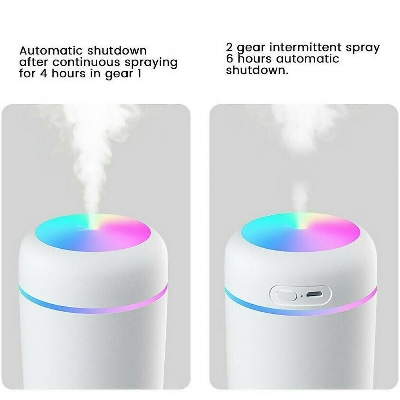 Picture of USB Colorful Mini Portable Humidifier 300ml – Desktop Air Moisturizer with LED Lights for Car Home Office Bedroom Quiet Mist Humidifier 