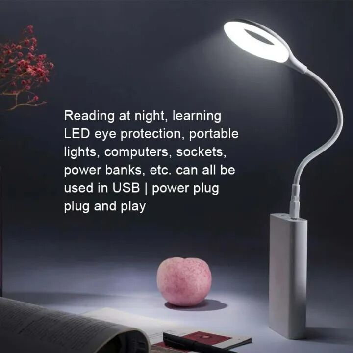 Picture of Xaey Voice Control USB Direct Plug Portable LED Desk Lamp – Eye Protection Study Reading Night Light Table Dormitory Bedside Lamp for Home Office and Students White