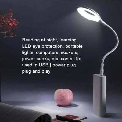 Picture of Xaey Voice Control USB Direct Plug Portable LED Desk Lamp – Eye Protection Study Reading Night Light Table Dormitory Bedside Lamp for Home Office and Students White
