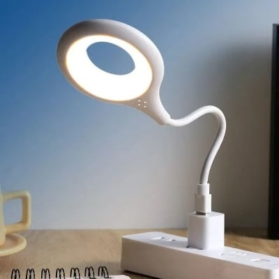 Picture of Xaey Voice Control USB Direct Plug Portable LED Desk Lamp – Eye Protection Study Reading Night Light Table Dormitory Bedside Lamp for Home Office and Students White