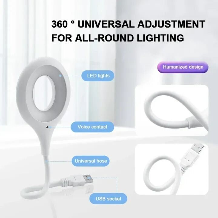 Picture of Xaey Voice Control USB Direct Plug Portable LED Desk Lamp – Eye Protection Study Reading Night Light Table Dormitory Bedside Lamp for Home Office and Students White