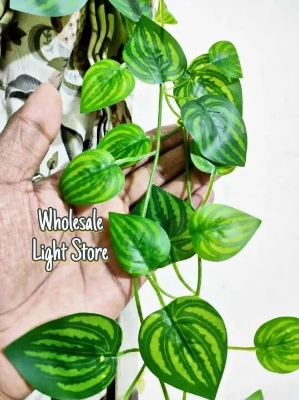 Picture of Artificial Leaf Set for Room Decor – Realistic Green Vine Leaves Wall Hanging Decoration Fake Plant Leaf Garland for Bedroom Living Room Party Wedding Home Decor Green Leaf