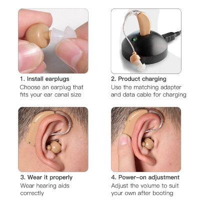 Picture of Ultra Sound Amplifier Rechargeable BTE Hearing Aid – 30X Sound Amplification with Charging Station | Adjustable Volume Hearing Device Multicolor