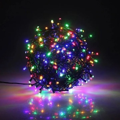 Picture of Beautiful Multicolour Fairy Lights Black Wire LED String Lights for Room Decoration Bedroom Curtain Party Wedding Indoor Home Decorative Lighting Multicolor