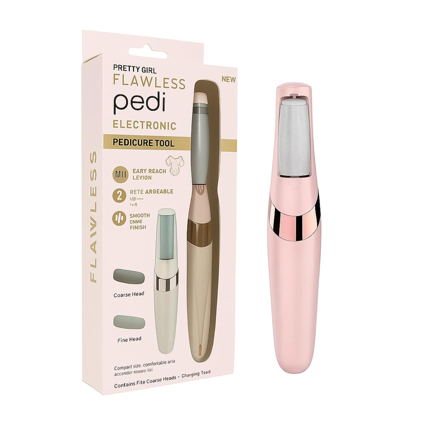 Picture of Pretty Girl Flawless Pedi Electronic Pedicure Tool – Rechargeable Foot Care Device with 2 Roller Heads, 2 Speed Modes & Charging Cable - Finishing Touch Flawless Salon Nails Kit Multicolor