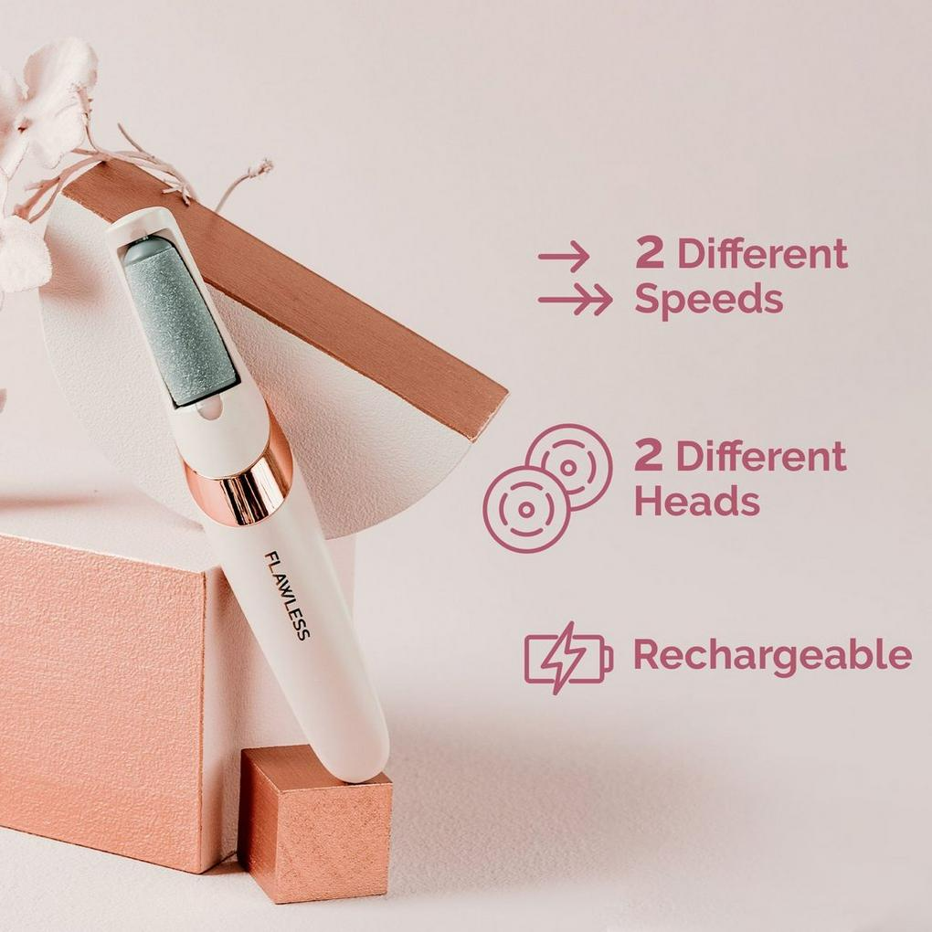 Picture of Pretty Girl Flawless Pedi Electronic Pedicure Tool – Rechargeable Foot Care Device with 2 Roller Heads, 2 Speed Modes & Charging Cable - Finishing Touch Flawless Salon Nails Kit Multicolor