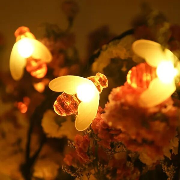 Picture of Honey Bee Warm White Fairy Lights 20 LED Decorative String Lights for Room Decoration Bedroom Party Wedding Home Indoor Decorative Lighting Gold