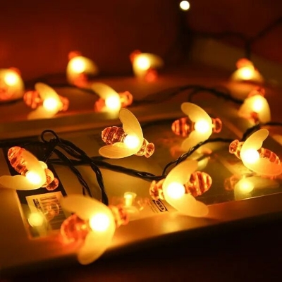 Picture of Honey Bee Warm White Fairy Lights 20 LED Decorative String Lights for Room Decoration Bedroom Party Wedding Home Indoor Decorative Lighting Gold
