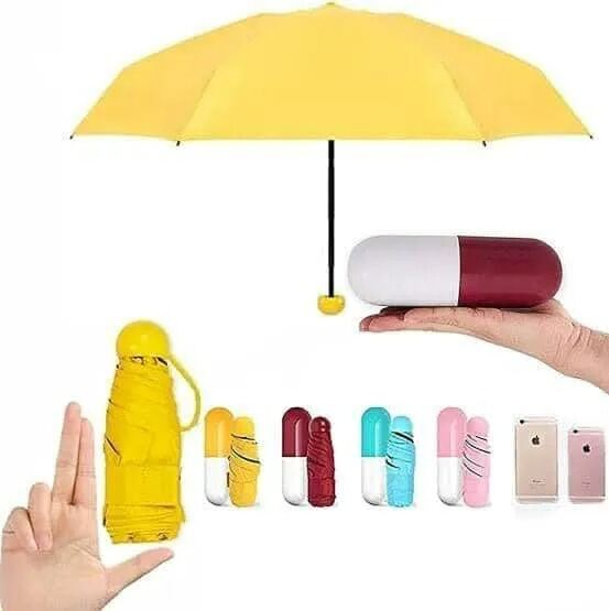 Picture of Fashionable Cute Capsule Umbrella Multicolor | Mini Pocket Portable Folding Umbrella | Lightweight Waterproof Sun & Rain Protection Umbrella for Women, Girls & Travel Use Multicolor