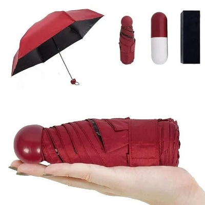 Picture of Fashionable Cute Capsule Umbrella Multicolor | Mini Pocket Portable Folding Umbrella | Lightweight Waterproof Sun & Rain Protection Umbrella for Women, Girls & Travel Use Multicolor