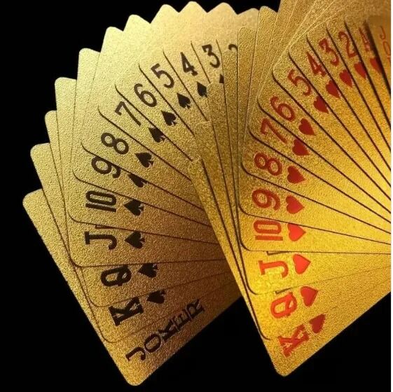 Picture of Premium Gold Foil Waterproof Poker Playing Cards Deck – Luxury PET PVC Plastic Flexible Game Cards for Casino, Magic Tricks, Family Game Night, Gift & Collection Gold