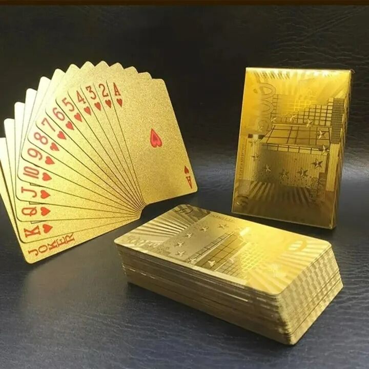 Picture of Premium Gold Foil Waterproof Poker Playing Cards Deck – Luxury PET PVC Plastic Flexible Game Cards for Casino, Magic Tricks, Family Game Night, Gift & Collection Gold