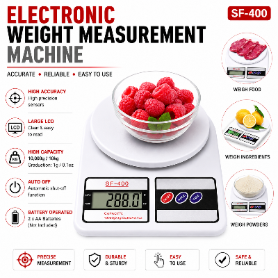 Picture of SF-400 Digital Kitchen Food Weight Scale – Electronic Weight Measurement Machine with LCD Display for Cooking, Baking, Meal Prep, Grocery & Home Kitchen Use Multicolor