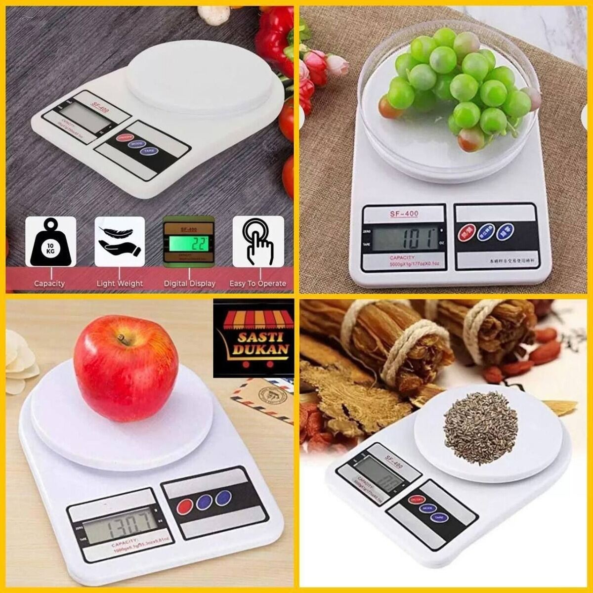 Picture of SF-400 Digital Kitchen Food Weight Scale – Electronic Weight Measurement Machine with LCD Display for Cooking, Baking, Meal Prep, Grocery & Home Kitchen Use Multicolor