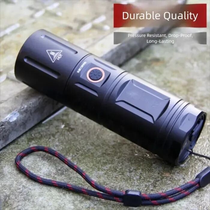 Picture of Full Metal Jamboo Power Rechargeable Torch Light with Built-in Power Bank – High Power LED Flashlight, Ultra Bright Portable Waterproof Multi-Function Emergency Torch for Outdoor Camping, Home & Survival Use Black