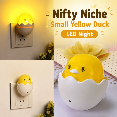 Picture of Nifty Niche Small Yellow Duck LED Night Light Plug In Light Sensor Automatic Wall Lamp Cute Duck Shape Night Lamp for Bedroom Kids Room Baby Room Home Decor Warm Ambient Lighting Plug in Night Light Multicolor
