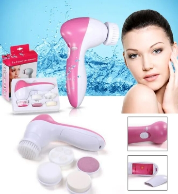 Picture of 5 in 1 Electric Beauty Care Massager Facial Body Machine Roller Skin Cleaning Brush with 5 Accessories 2 Speed Settings IPX6 Water Resistant Face and Body Massager for Women and Men Home Spa Personal Care Device Multicolor
