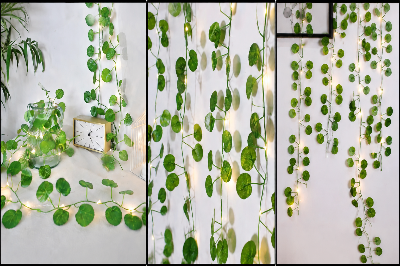 Picture of 20 LED Artificial Rattan Begonia Leaf Vine String Light 7ft Battery Operated Fairy Lights Decorative Vine LED String Lights for Room Bedroom Wedding Party Garden Home Decoration Warm Ambient Lighting Gold String leaf
