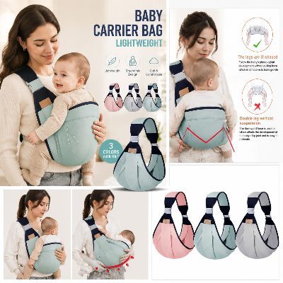 Picture of Baby Carrier Bag Lightweight Adjustable Front and Back Carry Baby Holder for Newborn to 3 Years Old Comfortable Breathable Infant Carrier for Travel Walking Hiking Daily Use Safety Baby Sling Carrier Multicolor