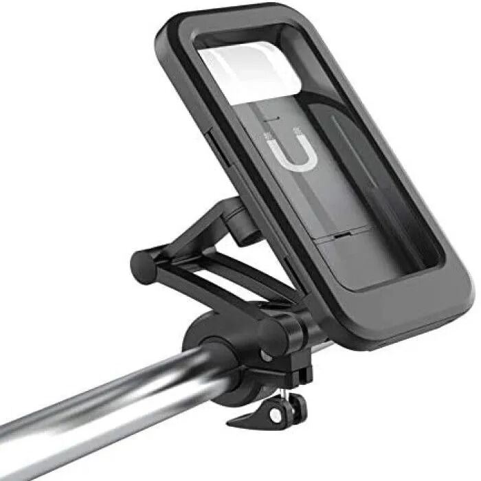 Picture of Waterproof Bike Phone Holder Case 360 Degree Rotation Universal Motorcycle Bicycle Mobile Mount Adjustable Clip Stand for Mobile Phone Navigation Black