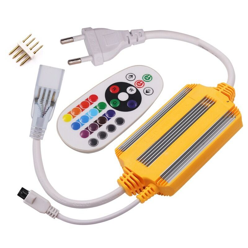 Picture of 1500W Waterproof RGB LED Strip Controller with 24 Keys IR Remote and EU Plug – Color Changing Controller for 2835 5050 RGB LED Strip Tape Neon Rope Light Room Home Party Decoration Multicolor