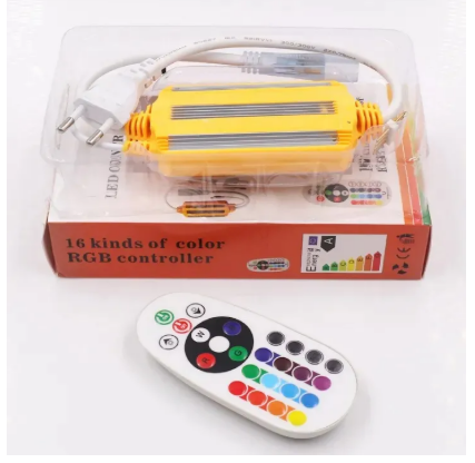 Picture of 1500W Waterproof RGB LED Strip Controller with 24 Keys IR Remote and EU Plug – Color Changing Controller for 2835 5050 RGB LED Strip Tape Neon Rope Light Room Home Party Decoration Multicolor