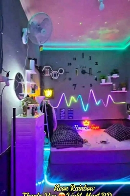 Picture of 5 Meter 16 Feet RGB Neon Light with App and Remote Control – Heavy Duty Magic RGB Neon Strip Light for Home Bedroom Party Room Decoration Multicolor