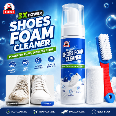 Picture of Biki 3X Power Shoes Foam Cleaner | Powerful Foam Shoe Cleaning Spray | Instant Spotless Shine Cleaner for Sneakers, Leather & White Shoes Multicolor