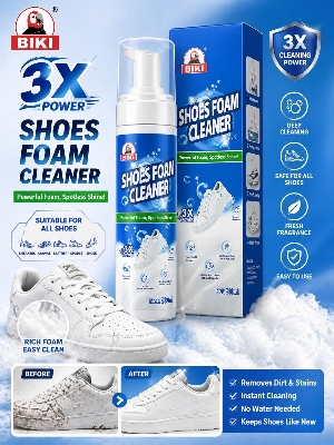 Picture of Biki 3X Power Shoes Foam Cleaner | Powerful Foam Shoe Cleaning Spray | Instant Spotless Shine Cleaner for Sneakers, Leather & White Shoes Multicolor