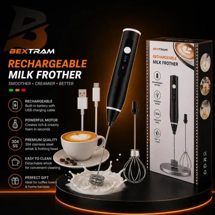 Picture of Rechargeable Portable Electric Egg Beater | Handheld Kitchen Mixer | USB Portable Foam Whisk for Baking, Coffee, Cake & Cooking Use - Electric Coffee Mixer Multicolor