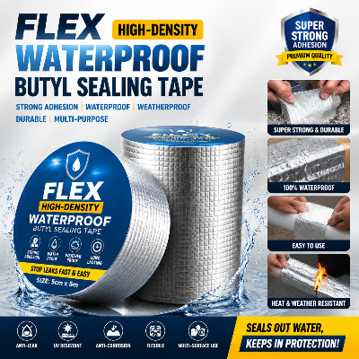 Picture of Flex High-Density Waterproof Butyl Sealing Tape | Strong Adhesive Leak Proof Repair Tape for Roof, Pipe, Kitchen, Bathroom & Home Use Multicolor