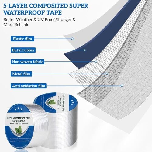Picture of Flex High-Density Waterproof Butyl Sealing Tape | Strong Adhesive Leak Proof Repair Tape for Roof, Pipe, Kitchen, Bathroom & Home Use Multicolor