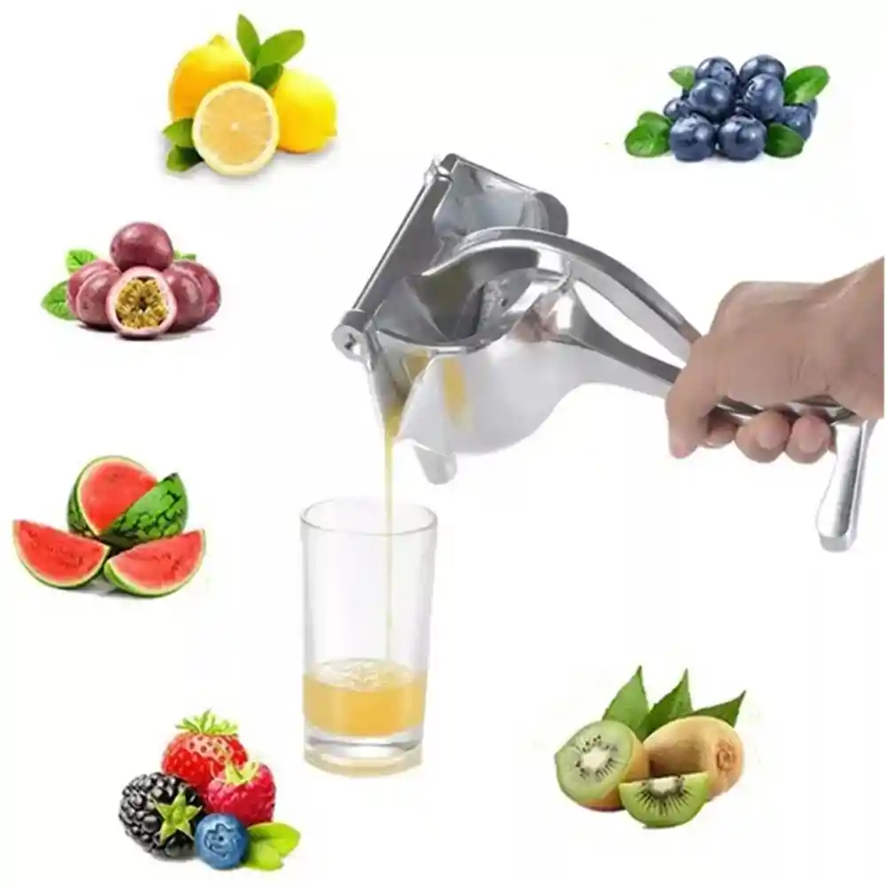 Picture of Fruit Press Aluminum Alloy Manual Juicer | Heavy Duty Hand Press Fruit Juice Extractor Silver