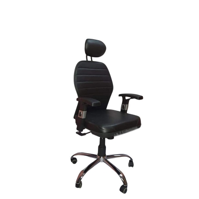 Picture of JZ-OF-102 Ergonomic Rexine chair with headrest for office meeting Black
